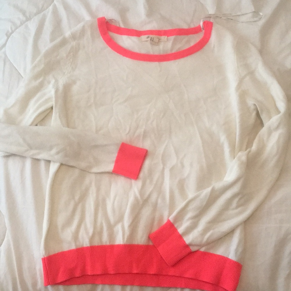 cream and hot pink sweater
